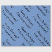 Papier Cadeau Papier d'enveloppement bilingue bleu Joyeux annive (Plat)