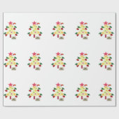 Papier Cadeau Papier d'enveloppement blanc cerisier de Noël (Plat)