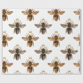 Papier Cadeau Papier d'enveloppement blanc et or Queen Bee (Plat)