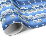 Papier Cadeau Papier d'enveloppement bleu aquarelle<br><div class="desc">Belle Aquarelle Bleue Fleurs Envelopper Papier</div>