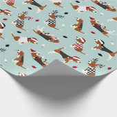 Papier Cadeau Papier d'enveloppement bleu Beagle de Noël (Coin)
