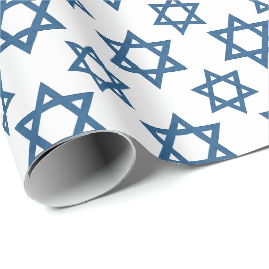 Papier Cadeau Papier d'enveloppement bleu blanc juif (Coin rond)