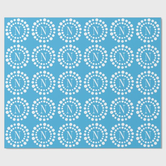 Papier Cadeau Papier d'enveloppement bleu clair monogramme perso (Plat)