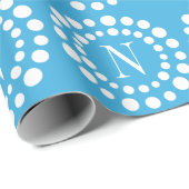 Papier Cadeau Papier d'enveloppement bleu clair monogramme perso (Coin rond)
