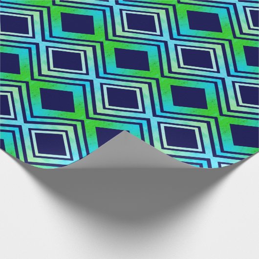 Papier Cadeau Papier d'enveloppement bleu marine vert et Turquoi (Coin)