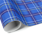 Papier Cadeau Papier d'enveloppement bleu Tartan (Coin rond)