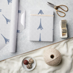 Papier Cadeau Papier d'enveloppement bleu Tour Eiffel Mariage da