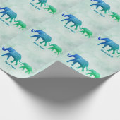 Papier Cadeau Papier d'enveloppement bleu vert Ombre Eléphant Va (Coin)
