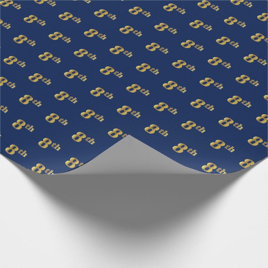 Papier Cadeau Papier d'enveloppement Blue, Faux Gold 8th (Huitiè (Coin)
