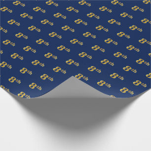 Papier Cadeau Papier d'enveloppement Blue, Faux Gold 8th (Huitiè