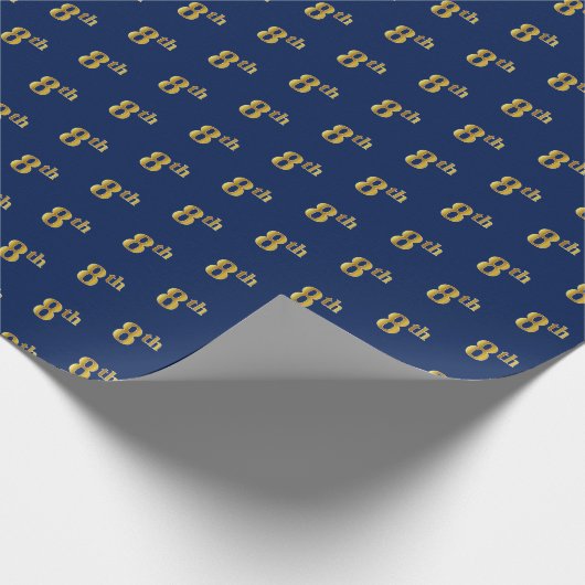 Papier Cadeau Papier d'enveloppement Blue, Faux Gold 8th (Huitiè (Coin)