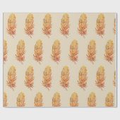 Papier Cadeau Papier d'enveloppement brillant en plumes dorées, (Plat)