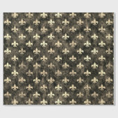 Papier Cadeau Papier d'enveloppement Brown Or Perdu De Lis (Plat)