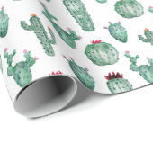 Papier Cadeau Papier d'enveloppement Cactus Design, Aquarelle De (Coin rond)