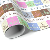 Papier Cadeau Papier d'enveloppement Carré pour anniversaire per (Coin rond)