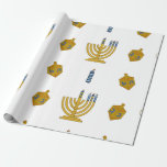 Papier Cadeau Papier d'enveloppement Chanukah<br><div class="desc">Ce papier d'emballage de Chanoukah présente des articles de Chanoukah dessinés à la main,  dont une Chanukiah Menorah (Chanukiah),  Dreidel,  et des bougies.</div>