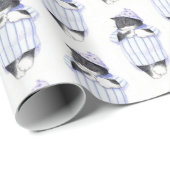 Papier Cadeau Papier d'enveloppement CHAT EN CHEMISE DE NUIT (Coin rond)