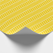 Papier Cadeau Papier d'enveloppement Chevron - Blanc sur Jaune D (Coin)
