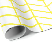 Papier Cadeau Papier d'enveloppement Chevron - Jaune sur blanc | (Coin rond)