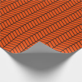 Papier Cadeau Papier d'enveloppement Chevron - Noir sur orange c (Coin)
