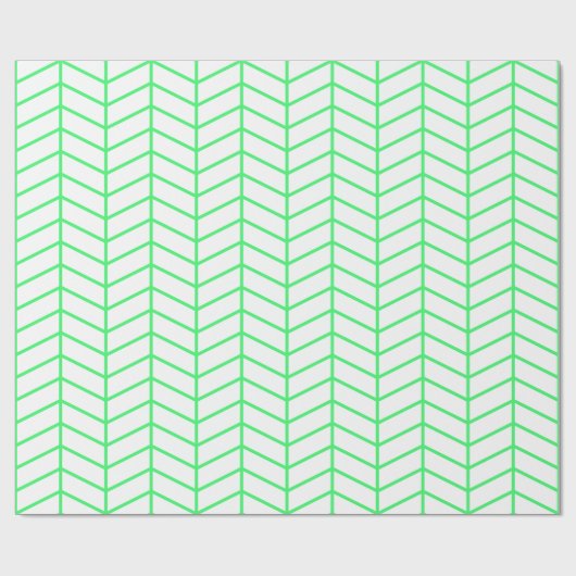 Papier Cadeau Papier d'enveloppement Chevron - Vert clair sur bl (Plat)