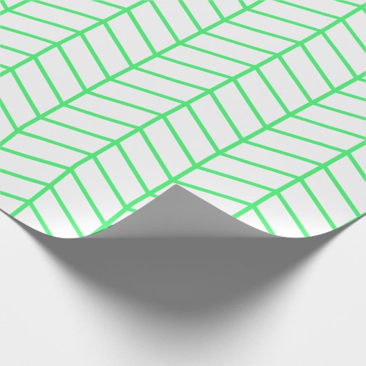 Papier Cadeau Papier d'enveloppement Chevron - Vert clair sur bl (Coin)