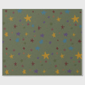 Papier Cadeau Papier d'enveloppement couleur étoile vert (Plat)