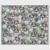 Papier Cadeau Papier d'enveloppement Cute Husky (Plat)