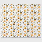 Papier Cadeau Papier d'enveloppement d'abeille bleu et or (Plat)