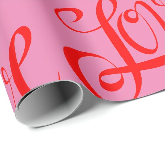 Papier Cadeau Papier d'enveloppement d'amour rouge et rose (Coin rond)