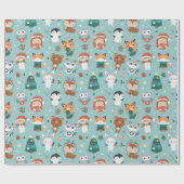 Papier Cadeau Papier d'enveloppement d'animaux adorables (Plat)