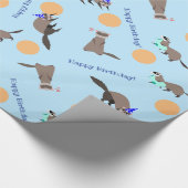 Papier Cadeau Papier d'enveloppement d'Anniversaire bleu orange (Coin)