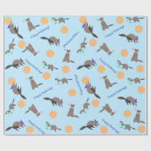 Papier Cadeau Papier d'enveloppement d'Anniversaire bleu orange (Plat)