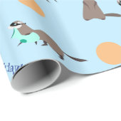 Papier Cadeau Papier d'enveloppement d'Anniversaire bleu orange (Coin rond)