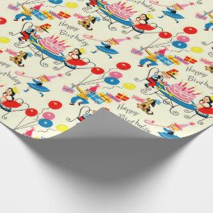 Papier Cadeau Papier d'enveloppement d'anniversaire des années 1