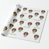 Papier Cadeau Papier d'enveloppement d'anniversaire pour fille (Déroulé)