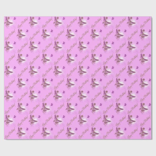 Papier Cadeau Papier d'enveloppement d'anniversaire rose violet (Plat)