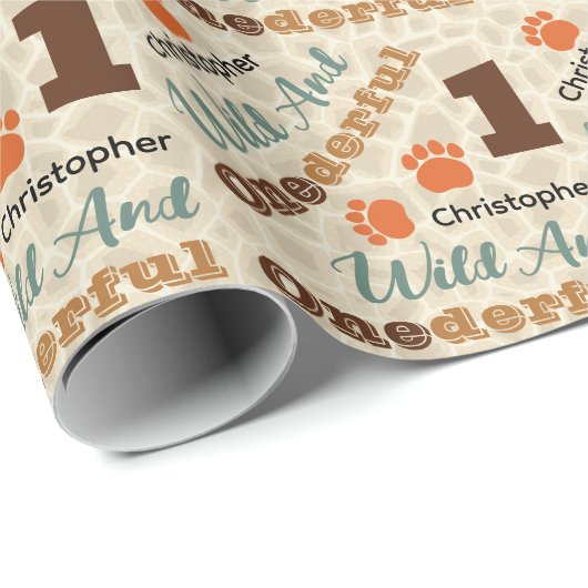 Papier Cadeau Papier D'Enveloppement D'Anniversaire Sauvage Et O (Coin rond)