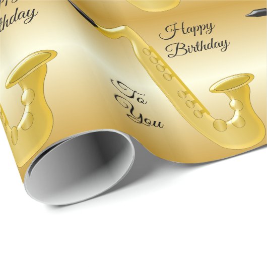 Papier Cadeau Papier d'enveloppement d'anniversaire saxophone (Coin rond)