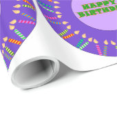 Papier Cadeau Papier d'enveloppement d'anniversaire violet (Coin rond)