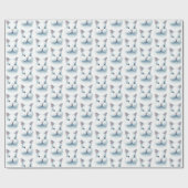 Papier Cadeau Papier d'enveloppement d'aquarelle bleu doux Bunny (Plat)