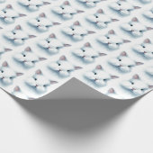 Papier Cadeau Papier d'enveloppement d'aquarelle bleu doux Bunny (Coin)