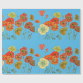 Papier Cadeau Papier d'enveloppement d'aquarelle bleu orange (Plat)