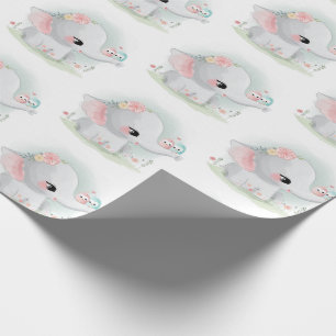Papier Cadeau Papier d'enveloppement d'aquarelle bleu rose Acier