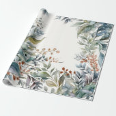 Papier Cadeau Papier d'enveloppement d'aquarelle de feuillage ve (Déroulé)