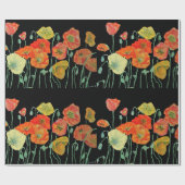 Papier Cadeau Papier d'enveloppement d'aquarelle orange et noir (Plat)