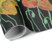 Papier Cadeau Papier d'enveloppement d'aquarelle orange et noir (Coin rond)