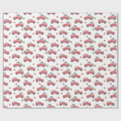 Papier Cadeau Papier d'enveloppement d'aquarelle rouge Jeep Chri (Plat)