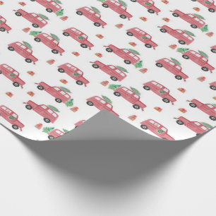 Papier Cadeau Papier d'enveloppement d'aquarelle rouge Jeep Chri