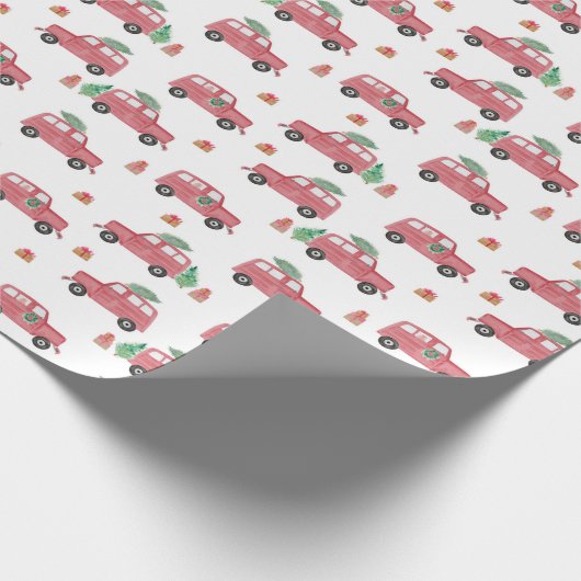 Papier Cadeau Papier d'enveloppement d'aquarelle rouge Jeep Chri (Coin)